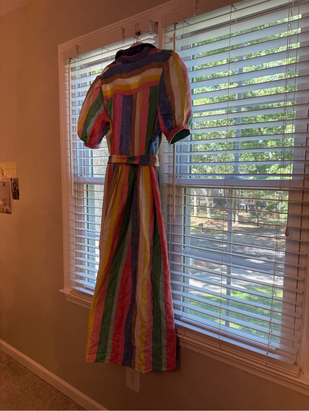 Boden Rainbow Striped Button-Front Dress with Tie Belt - Picture 5 of 12